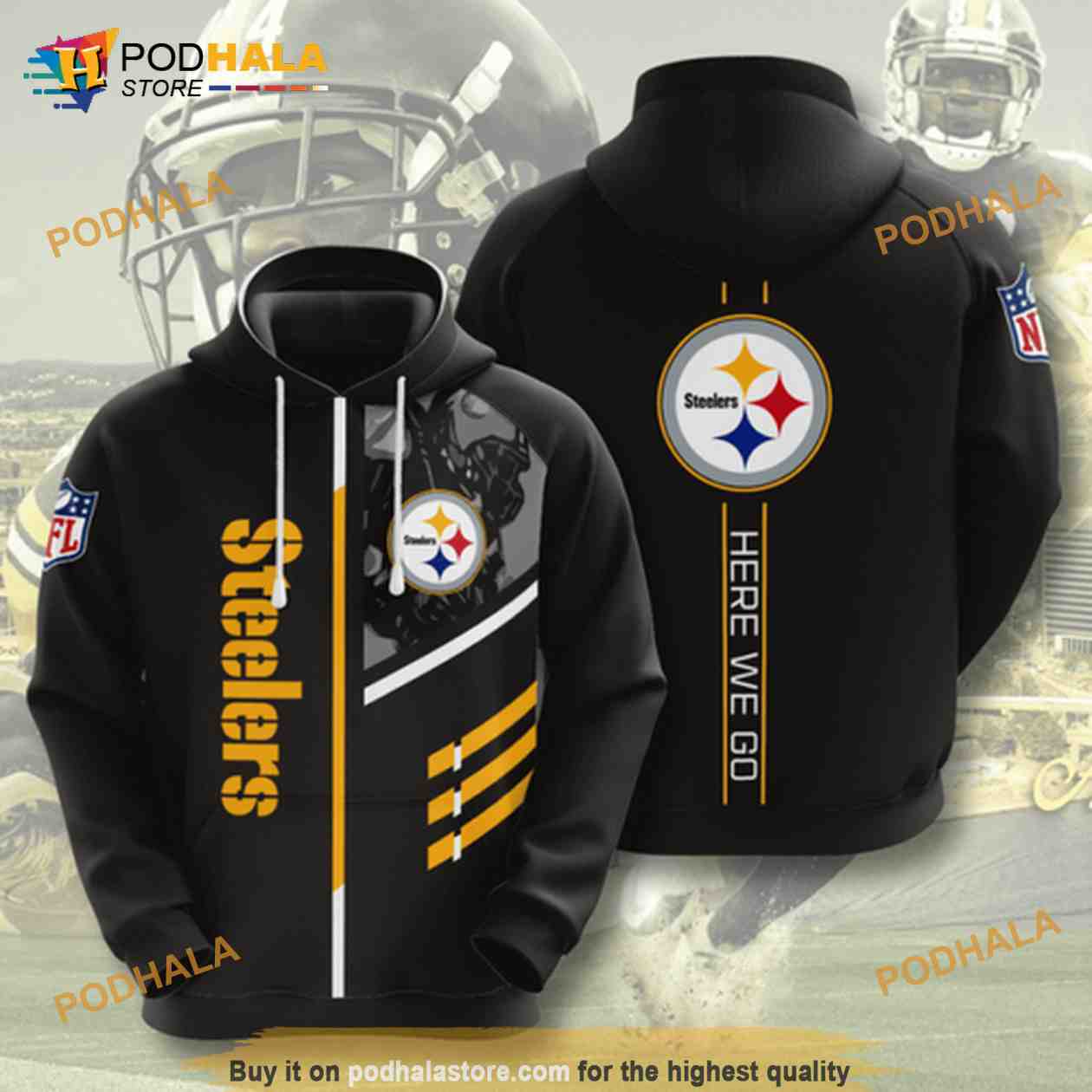 PITTSBURGH STEELERS JUST GO WITH IT PREMIUM FLEECE DROP SHOULDER CREWNECK  PULLOVER