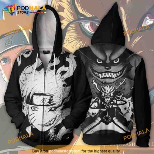 Naruto Kurama Kyubi Mode Up Jacket Anime 3D Hoodie, 3D Sweatshirt