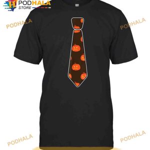 Neck Tie Halloween Pattern Lazy Costume Pumpkin Shirt