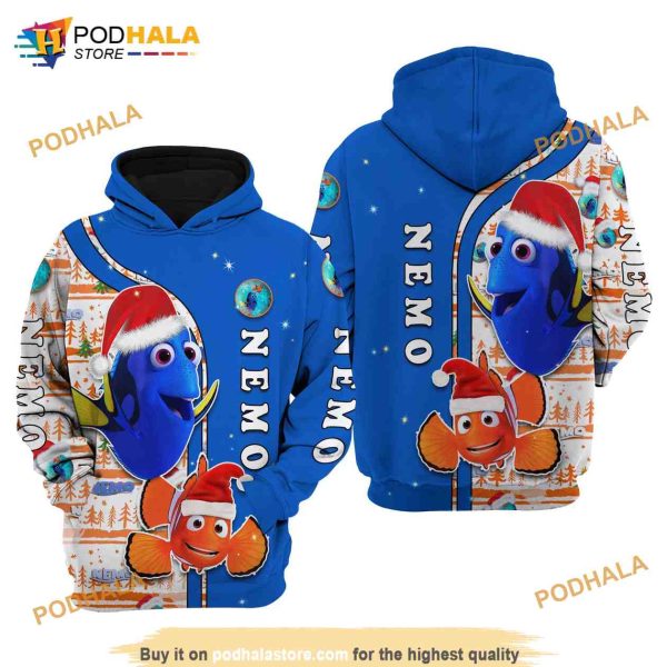 Nemo Blue Christmas Disney AOP Unisex 3D Hoodie, 3D Sweatshirt