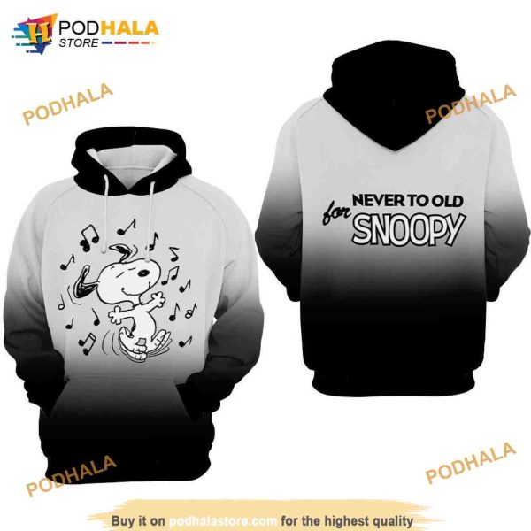 Never To Old For Snoopy Movie Peanuts Over Print 3D Hoodie, 3D Sweatshirt