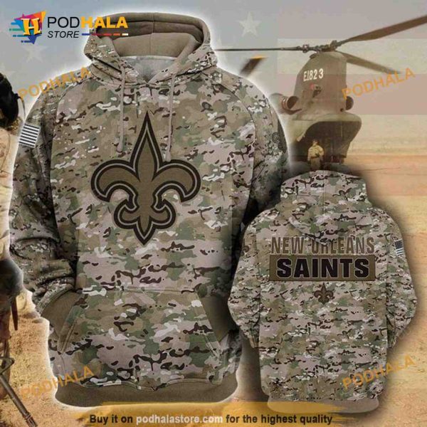 New Orleans Saints Camouflage Veteran 3D Hoodie, 3D Sweatshirt