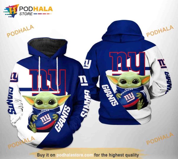 New York Giants NFL Baby Yoda Team 3D Hoodie, 3D Sweatshirt