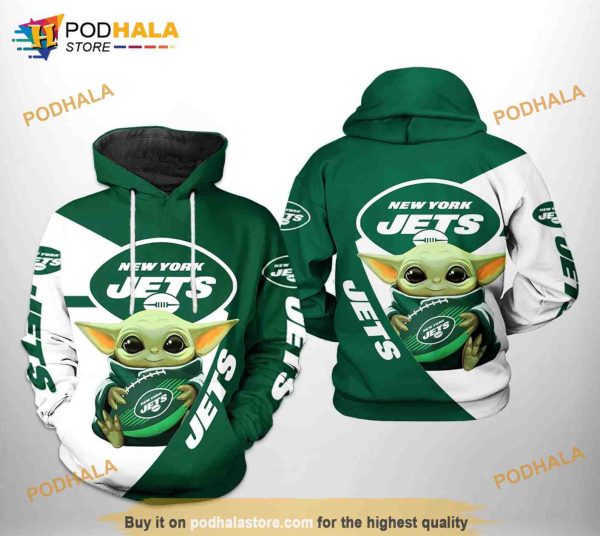 New York Jets NFL Baby Yoda Team 3D Hoodie, 3D Sweatshirt