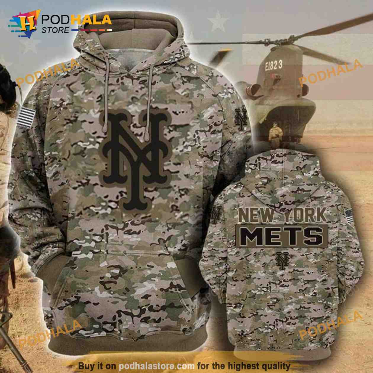 New York Mets Camouflage Veteran 3D Hoodie, 3D Sweatshirt - Bring