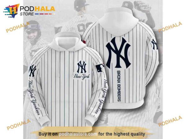 New York Yankees 3D Hoodie, Sweatshirt All White