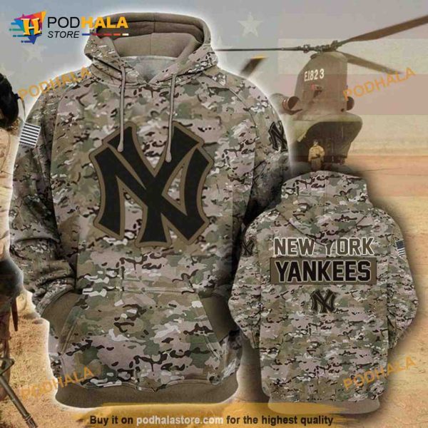 New York Yankees Camouflage Veteran 3D Cotton Hoodie