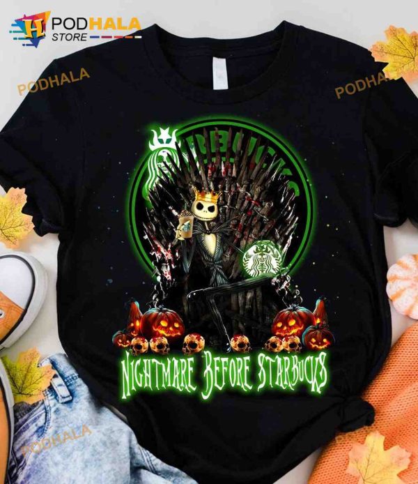 Nightmare Before Starbucks Jack Skellington Halloween Pumpkin Shirt
