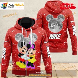Nike and Mickey Couple Red Fashion Luxury US 3D Hoodie Sweatshirt 2