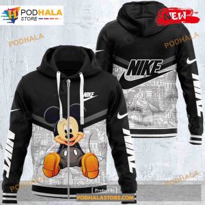 Nike and Mickey Mouse Black White Fashion Luxury US 3D Hoodie Sweatshirt 2