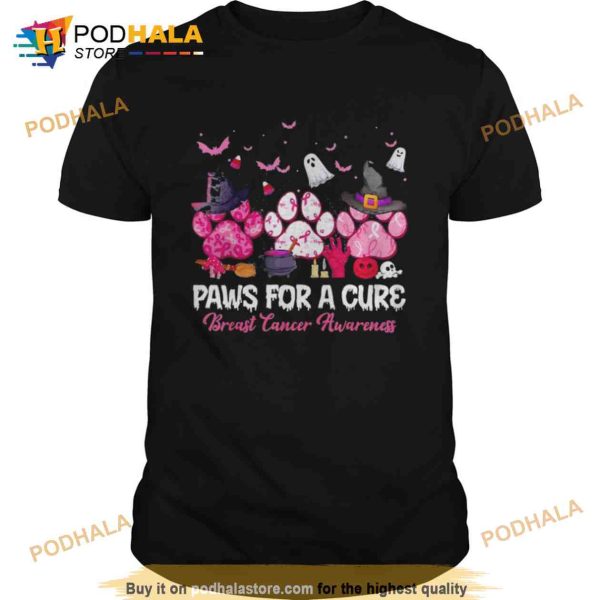 Paws For A Cure Dog Lovers Breast Cancer Halloween Costume Shirt