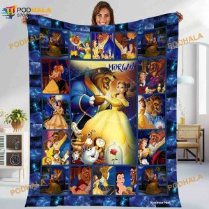 Personalized Beauty and the Beast Fleece Blanket, Custom Fleece Blanket