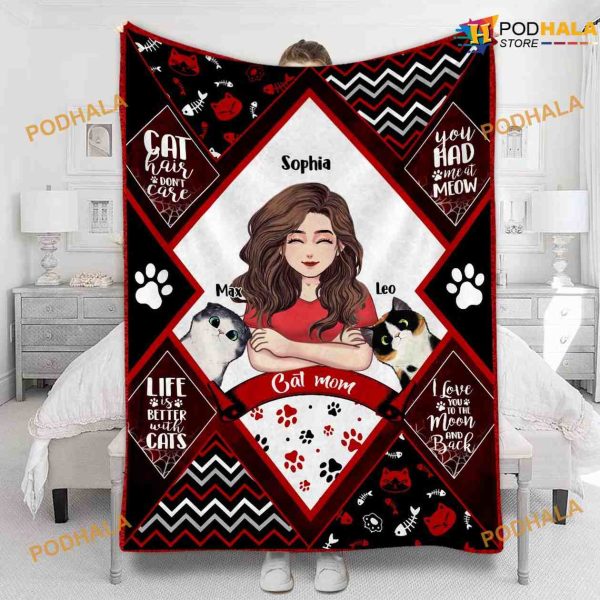 Personalized Cat Mom Cat Dad Mother’s Day Christmas Day Fleece Blanket