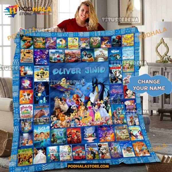 Personalized Disney Movies Characters Quilt, Gifts For Disney Lovers
