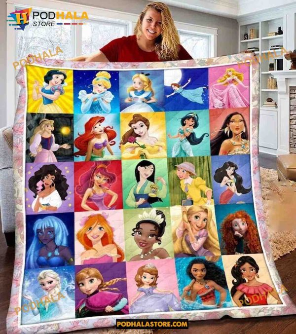 Personalized Disney Princess Fleece Blanket, Princess Quilt, Disney Princess Gifts