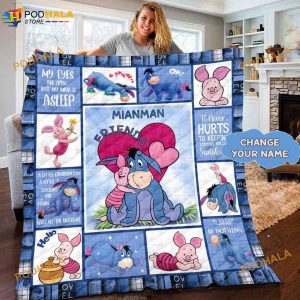 Personalized Eeyore Piglet, Pooh Eeyore Fleece Blanket