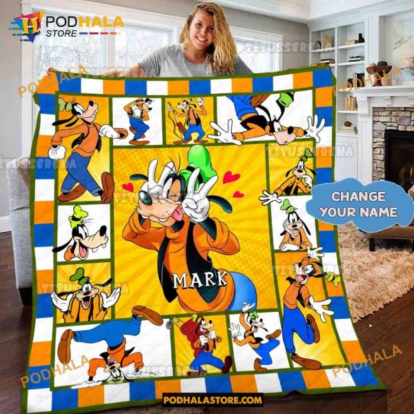 Personalized Goofy Fleece Blanket, Goofy Bedding Sofa Goofy Themed Quilt