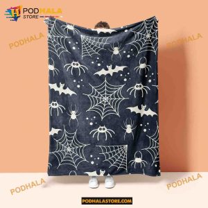 Personalized Halloween Baby Blanket, Custom Baby Name Blanket Spider, Spooky Gifts