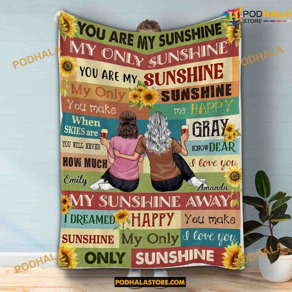 Personalized Mom You Are My Sunshine Mother Fleece Blanket