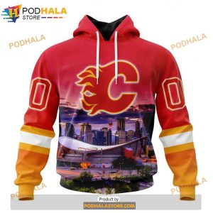 Personalized NHL Calgary Flames Design With City Skyline Shirt 3D Hoodie 1
