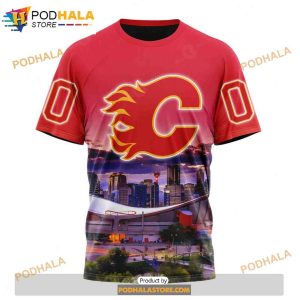 Personalized NHL Calgary Flames Design With City Skyline Shirt 3D Hoodie 3