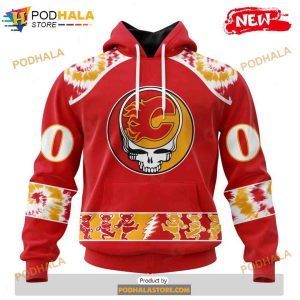 Personalized NHL Calgary Flames Grateful Dead Design Shirt 3D Hoodie 1
