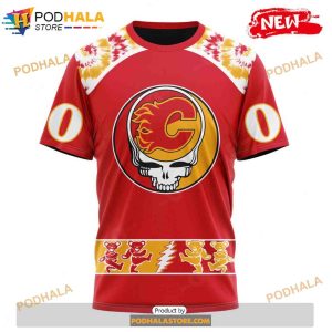 Personalized NHL Calgary Flames Grateful Dead Design Shirt 3D Hoodie 3
