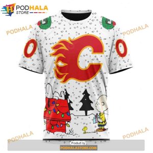 Personalized NHL Calgary Flames Peanuts Snoopy Design Shirt 3D Hoodie 3 1