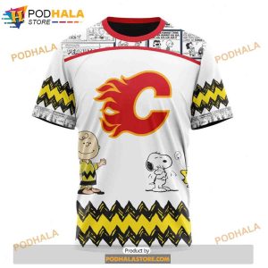 Personalized NHL Calgary Flames Peanuts Snoopy Design Shirt 3D Hoodie 3