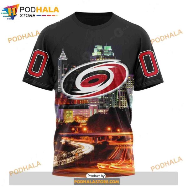 Personalized NHL Carolina Hurricanes Design With Downtown Skyline Shirt 3D Hoodie