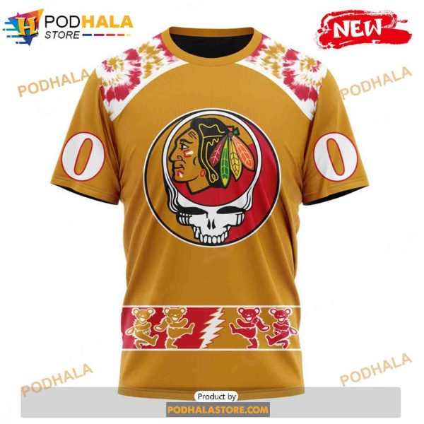 Personalized NHL Chicago Blackhawks Grateful Dead Design Shirt 3D Hoodie