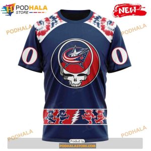 Personalized NHL Columbus Blue Jackets Grateful Dead Design Shirt 3D Hoodie 3