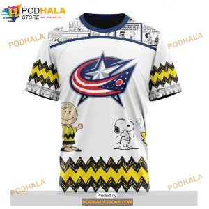 Personalized NHL Columbus Blue Jackets Peanuts Snoopy Design Shirt 3D Hoodie 3 1