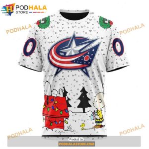 Personalized NHL Columbus Blue Jackets Peanuts Snoopy Design Shirt 3D Hoodie 3