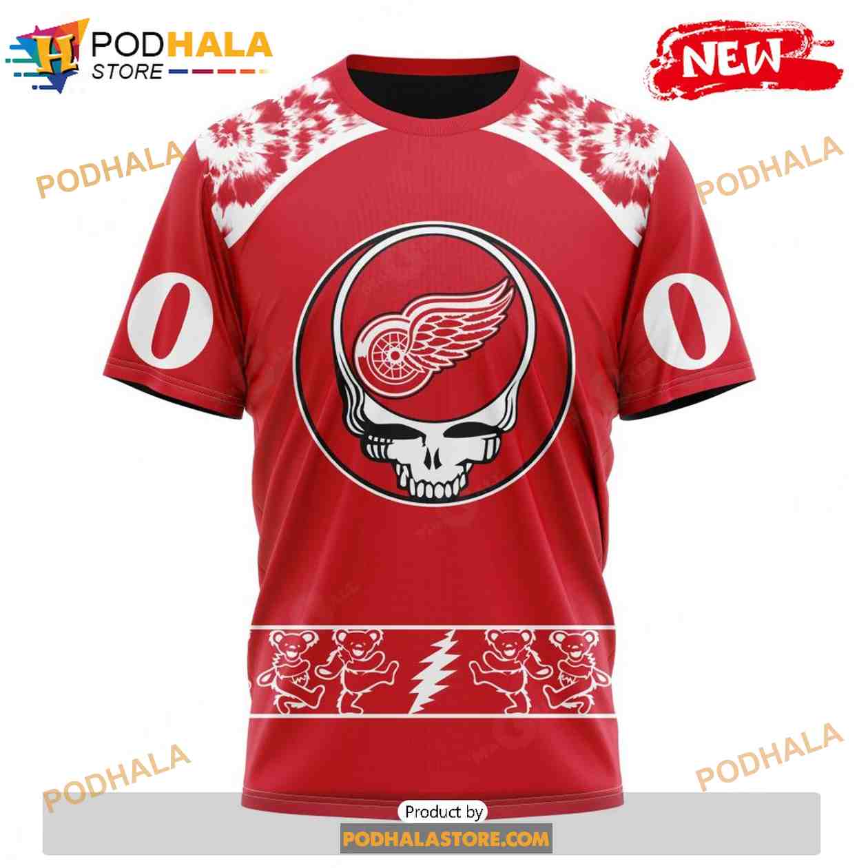 NHL Team Detroit Red Wings x Grateful Dead Logo Band Shirts