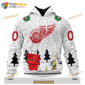 Personalized NHL Detroit Red Wings Peanuts Snoopy Design Shirt 3D Hoodie 1 1