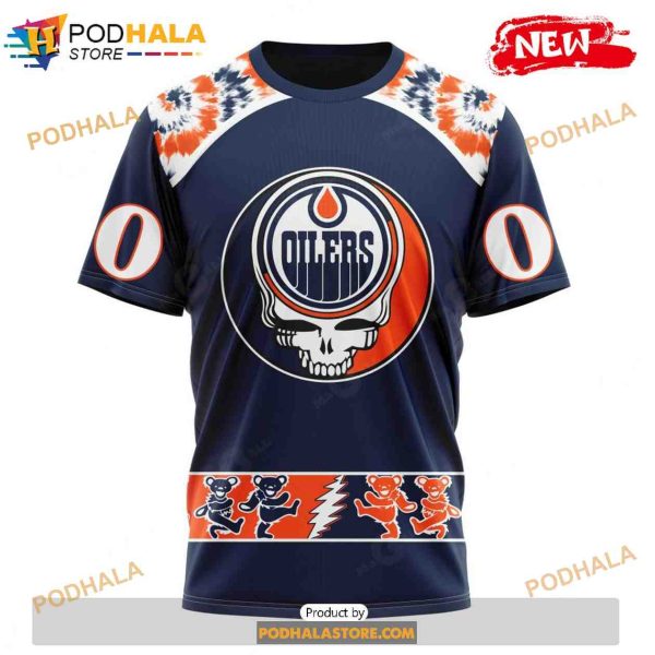 Personalized NHL Edmonton Oilers Grateful Dead Design Shirt 3D Hoodie