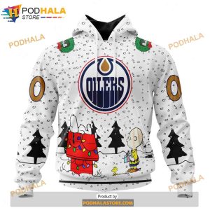 Personalized NHL Edmonton Oilers Peanuts Snoopy Design Shirt 3D Hoodie 1