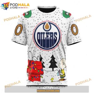 Personalized NHL Edmonton Oilers Peanuts Snoopy Design Shirt 3D Hoodie 3