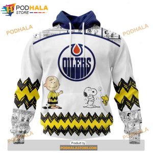 Personalized NHL Edmonton Oilers Peanuts Snoopy Design Shirt 3D Hoodie Gift 1
