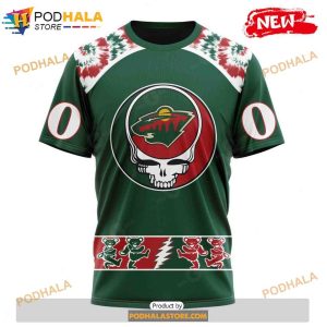 Personalized NHL Minnesota Wild Grateful Dead Design Shirt 3D Hoodie 3