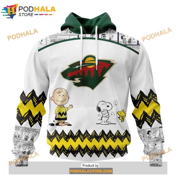 Personalized NHL Minnesota Wild Peanuts Snoopy Design Shirt 3D Hoodie