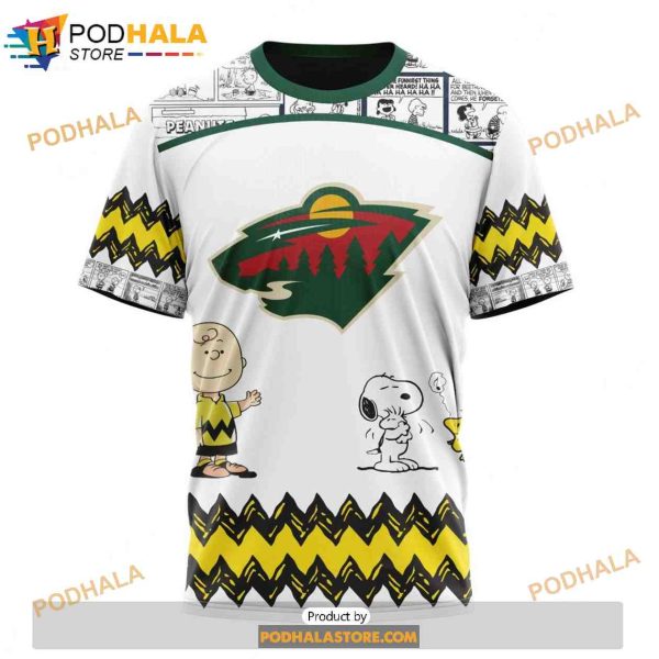 Personalized NHL Minnesota Wild Peanuts Snoopy Design Shirt 3D Hoodie