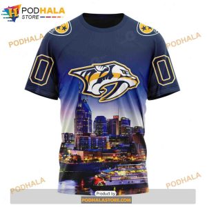 Personalized NHL Nashville Predators Design With City Skyline Shirt 3D Hoodie 3