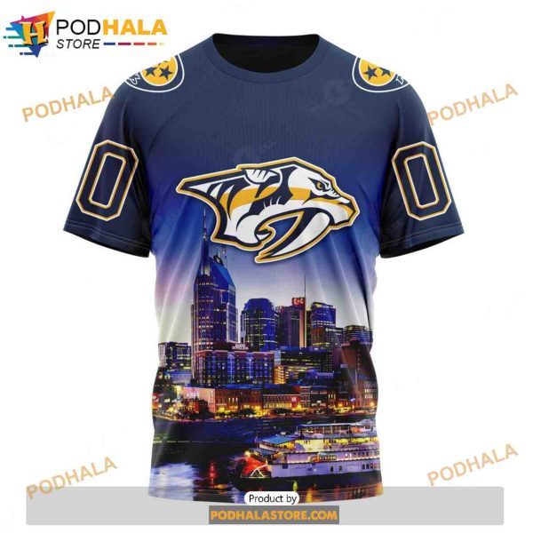 Personalized NHL Nashville Predators Design With City Skyline Shirt 3D Hoodie