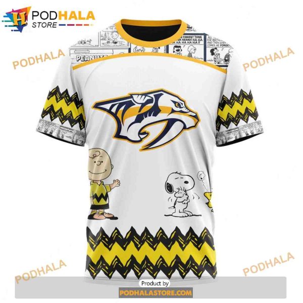 Personalized NHL Nashville Predators Peanuts Snoopy Design Shirt 3D Hoodie Gift