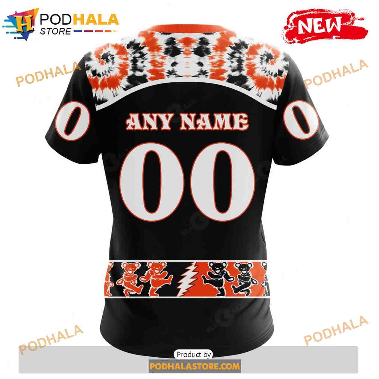 Grateful Dead Philadelphia Flyers 3D Hockey Jersey Personalized Name Number
