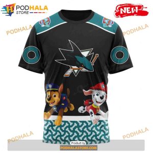 Personalized NHL San Jose Sharks Paw Patrol Design Shirt 3D Hoodie 3