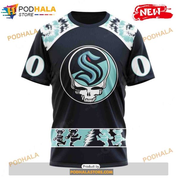 Personalized NHL Seattle Kraken Grateful Dead Design Shirt 3D Hoodie