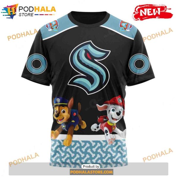 Personalized NHL Seattle Kraken Paw Patrol Design Shirt 3D Hoodie
